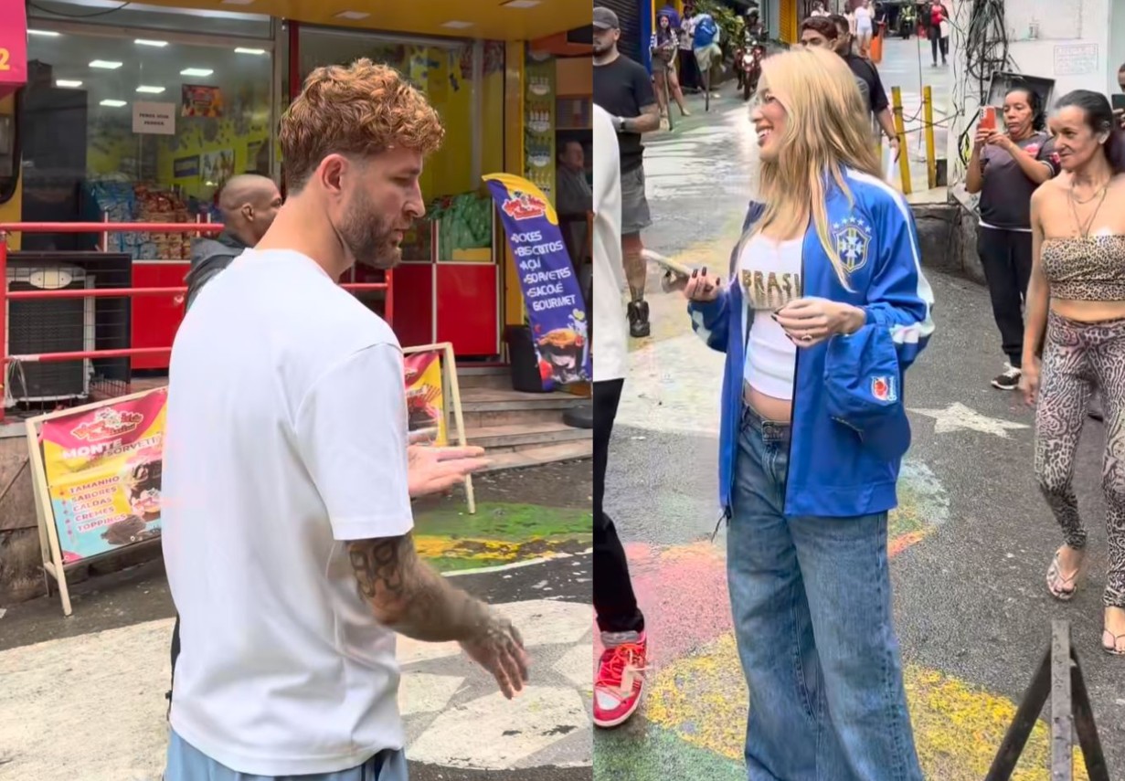 Karoline Lima e Léo Pereira são flagrados gravando na Rocinha, no Rio