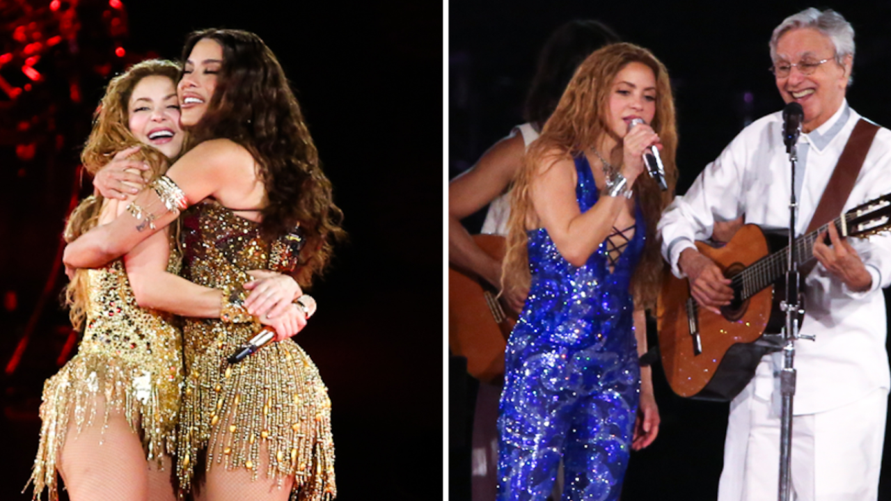 Shakira celebra música brasileira em Copacabana com participações de Caetano Veloso e Maria Bethânia