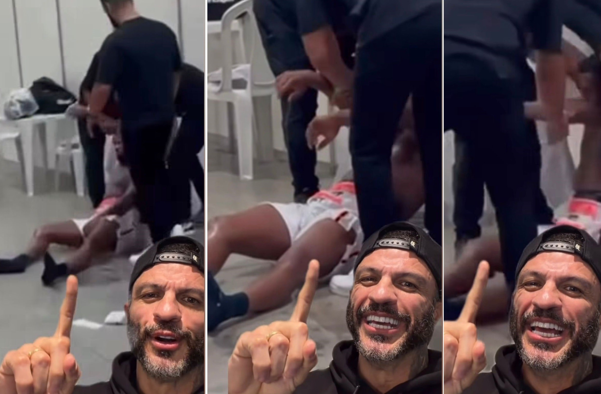 Kleber Bambam provoca Davi Brito após nocaute no Fight Music Show 8 e exibe campeão do BBB desacordado