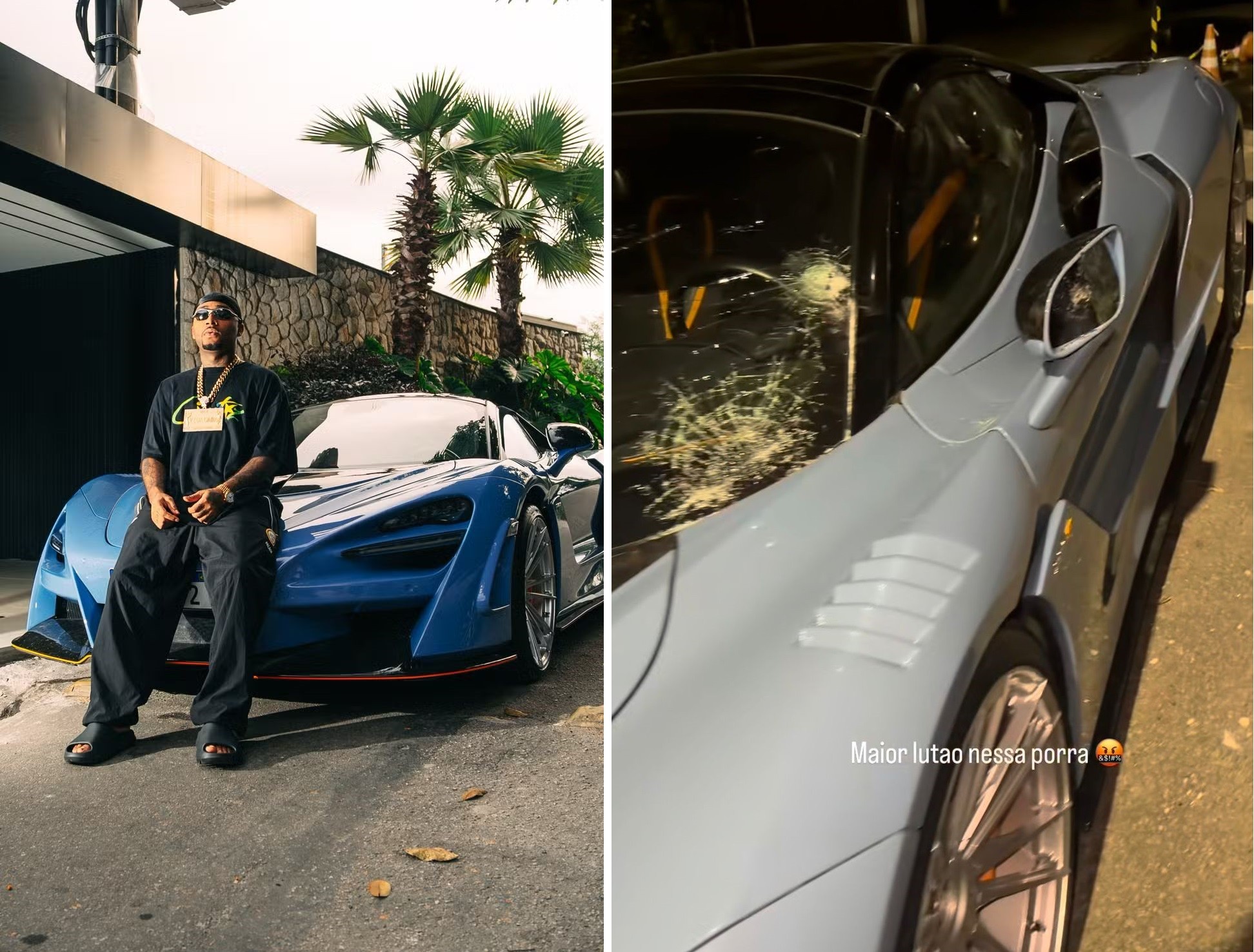 Mulher destrói Ferrari e McLaren de rapper Orochi com pedras no Rio de Janeiro