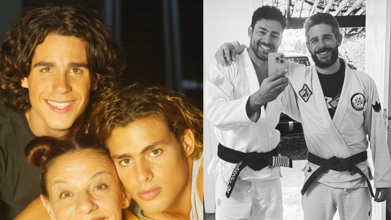 Atores Cauã Reymond e Pedro Neschling se reencontram após 20 anos