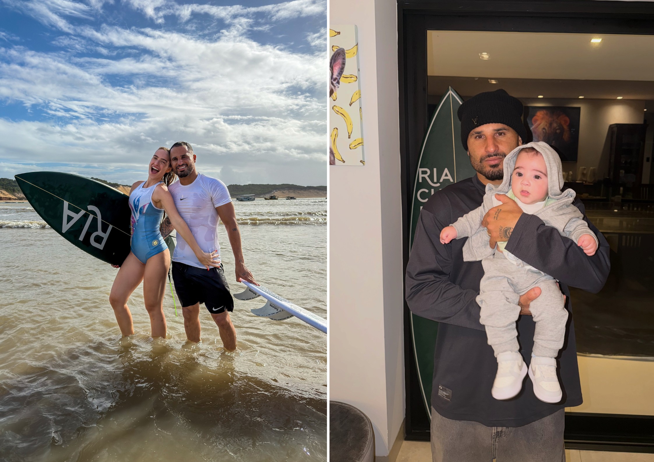 Italo Ferreira: campeão de surfe celebra momentos em família com esposa e filho