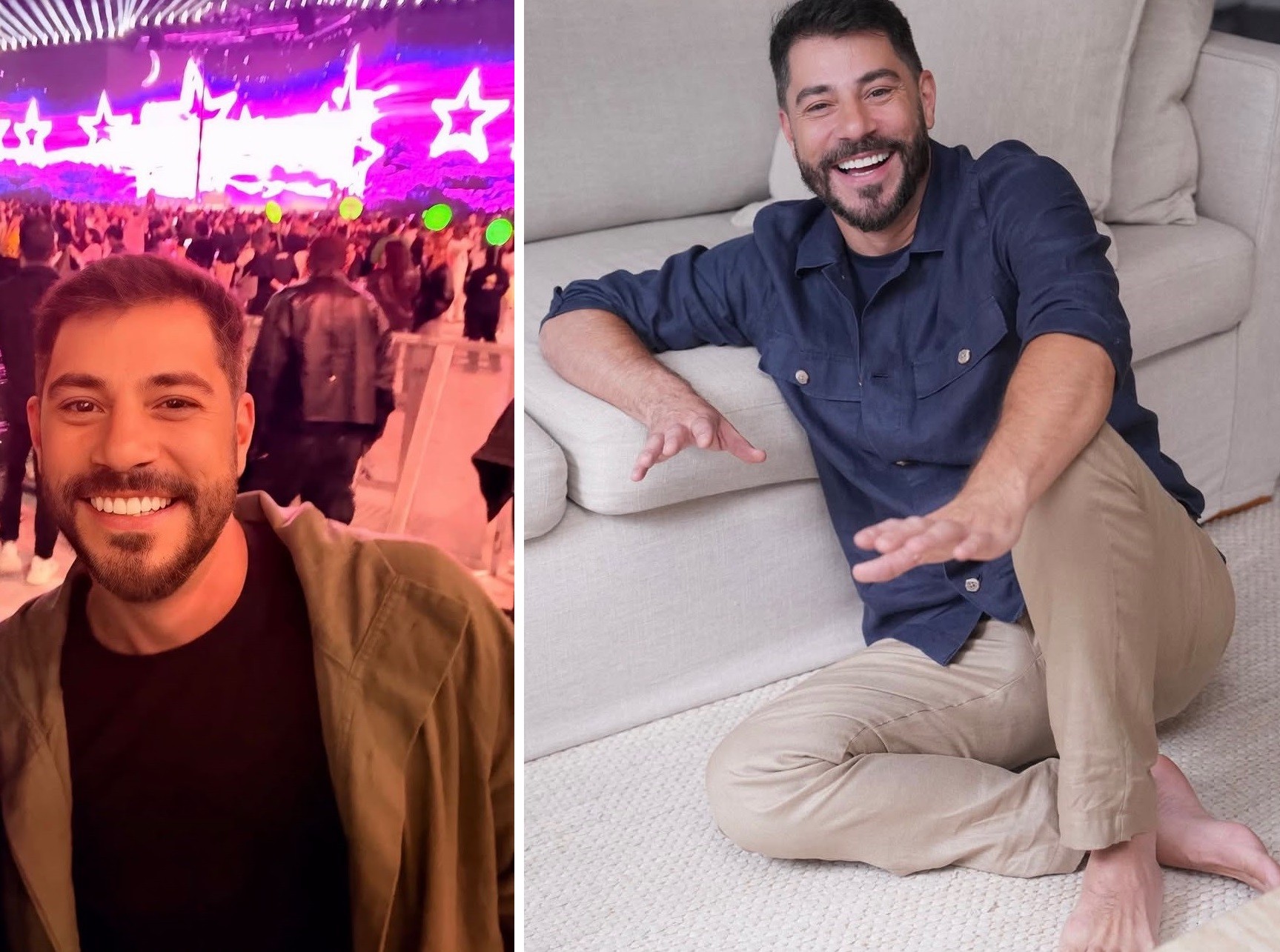Evaristo Costa curte show da Xuxa em São Paulo e exalta rotina na Inglaterra