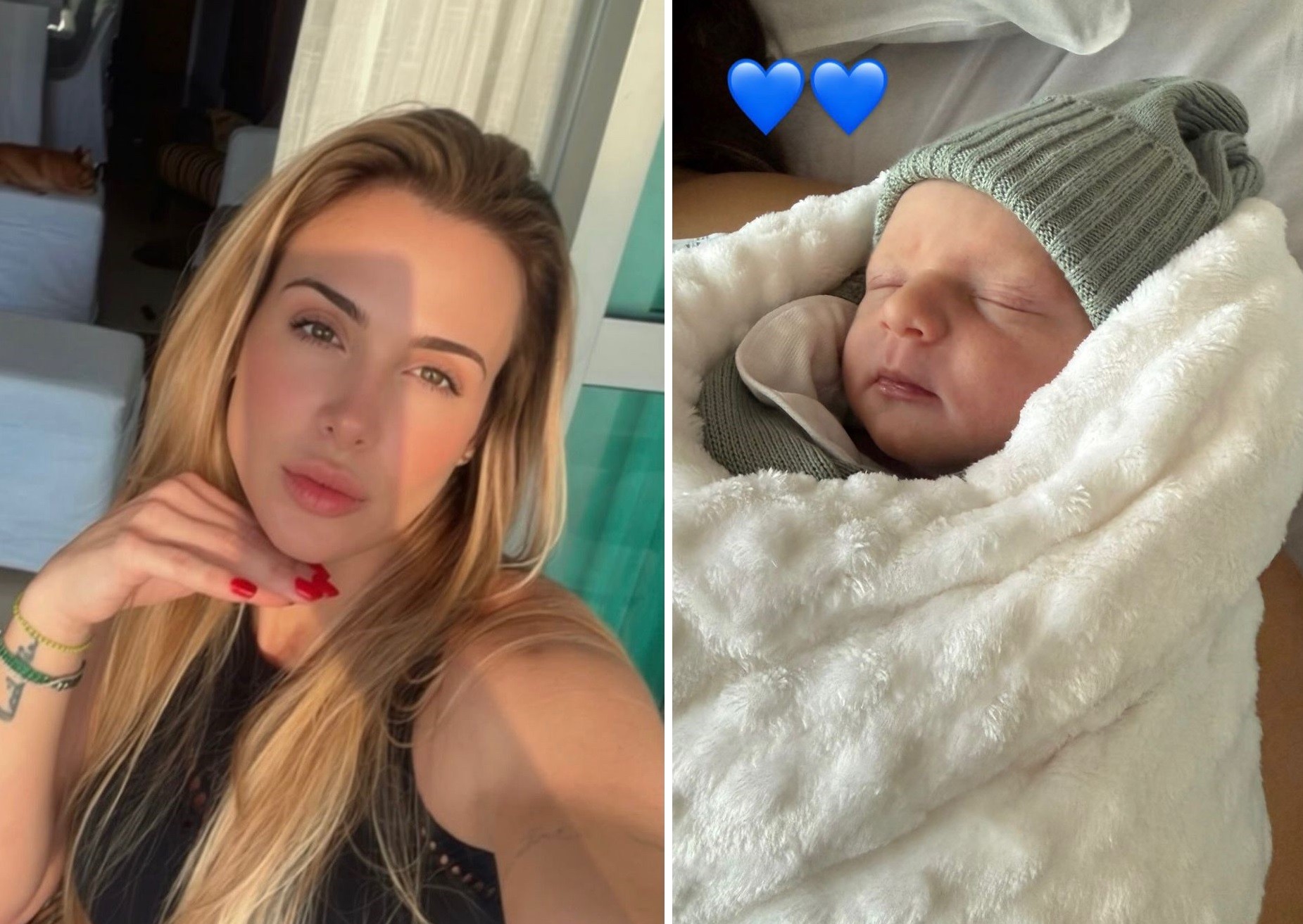 Joana Machado, ex de Adriano Imperador, celebra a chegada do primeiro neto aos 45 anos