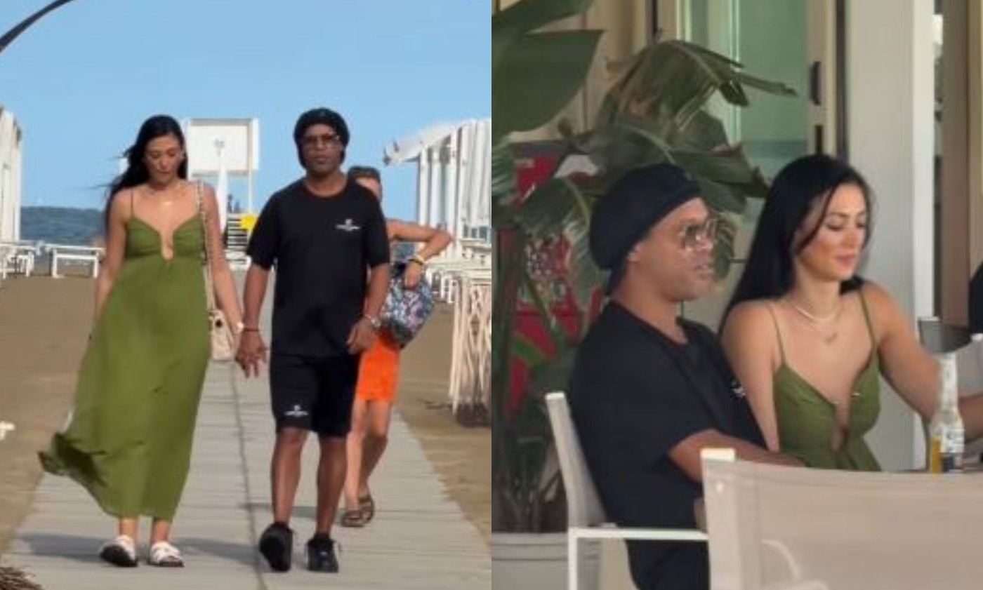 Ronaldinho Gaúcho desembarca na Itália com a namorada antes de voltar aos gramados