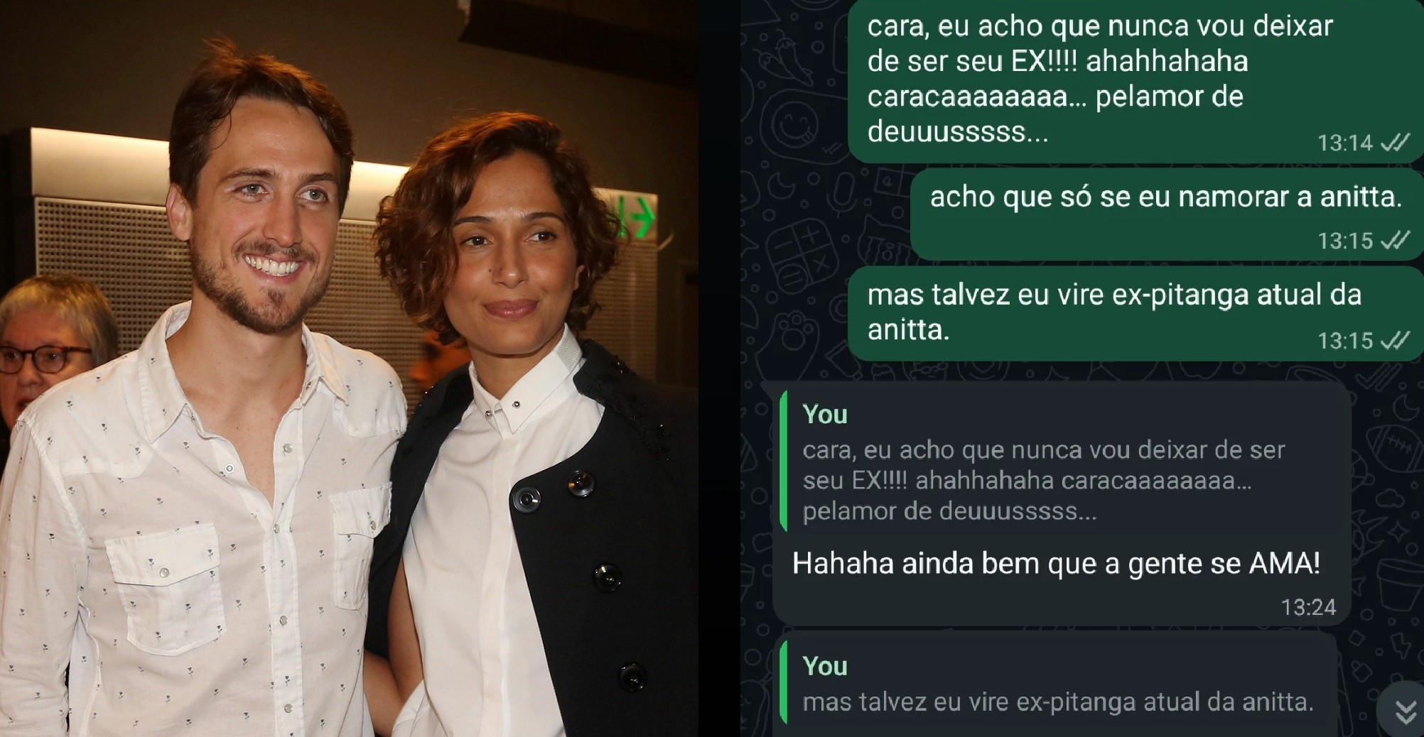 Angel Ferreira brinca com Camila Pitanga após repercussão de nova vida