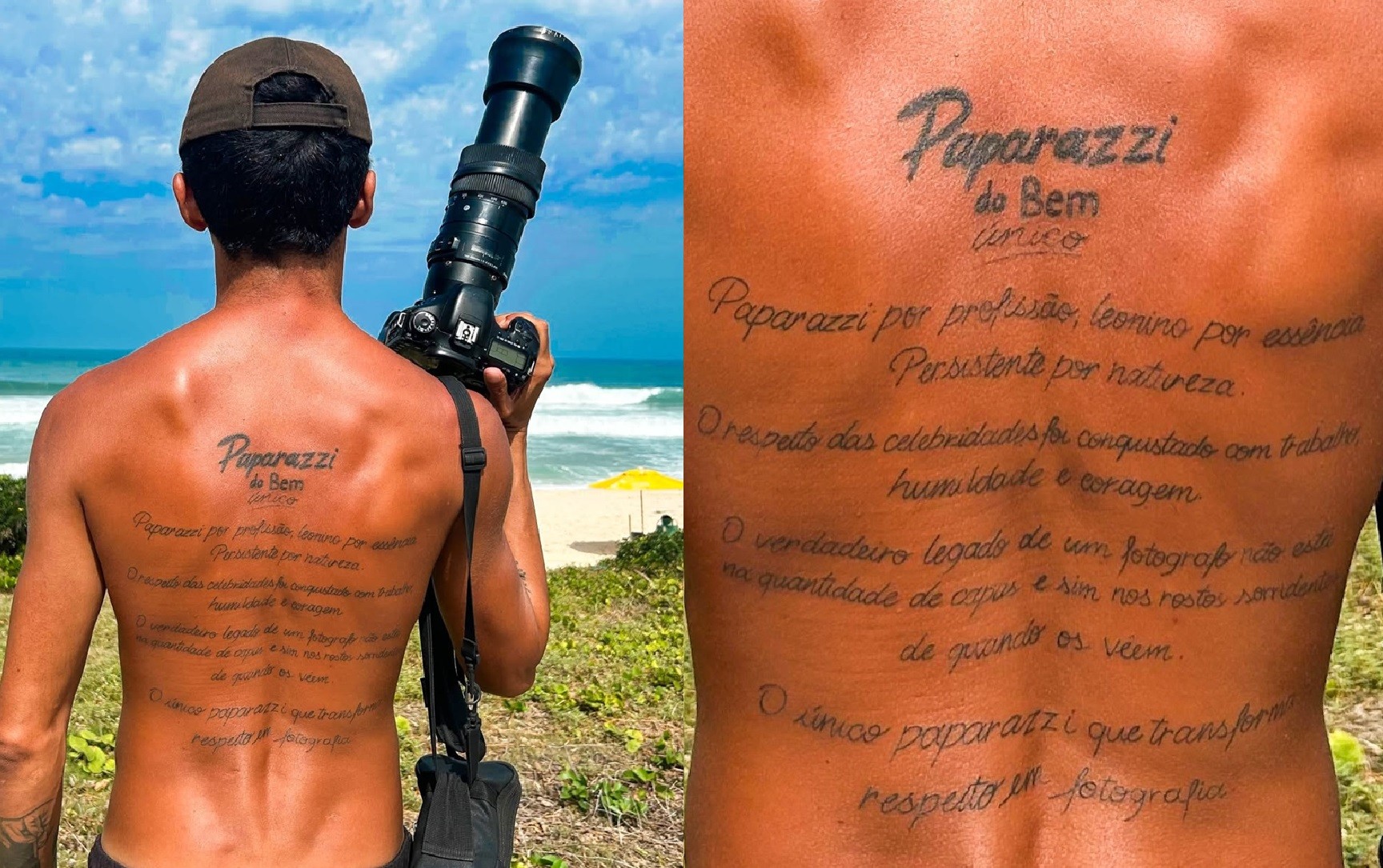 Fotografo das celebridades chama atencao nas praias do Rio com tatuagem