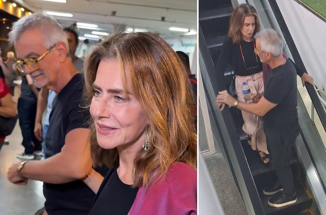 Maitê Proença é vista acompanhada em estreia de peça no Rio de Janeiro