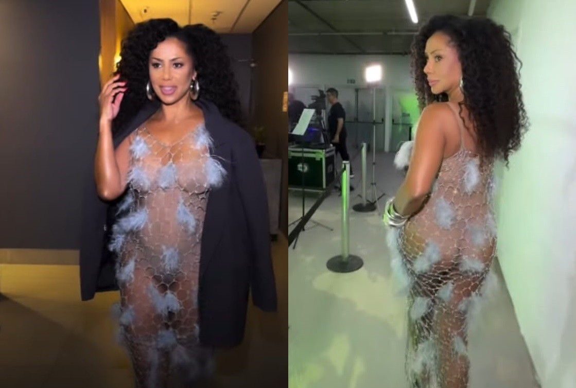 Valeria Valenssa rouba a cena com vestido transparente em pré-carnaval