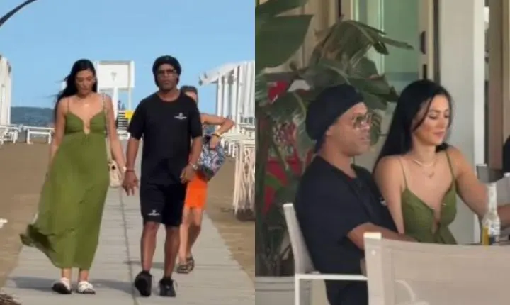 Ronaldinho Gaúcho desembarca na Itália com a namorada antes de voltar aos gramados