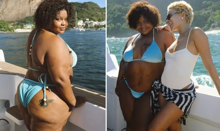 MC Carol impressiona em passeio de lancha de biquíni após perder 65 kg