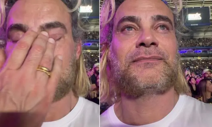 Carmo Dalla Vecchia se emociona e chora durante show da Xuxa em São Paulo