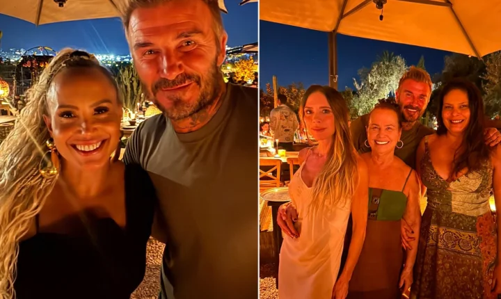 David e Victoria Beckham jantam com a família de Ronaldo Nazário em Ibiza