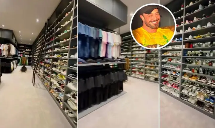 A impressionante mansão de Felipe Titto tem closet gigante com 500 tênis