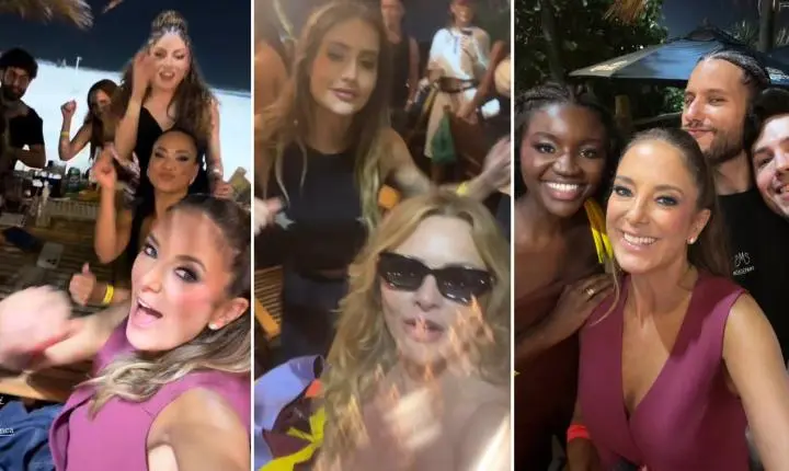Participantes do Dança dos Famosos curtem noite em quiosque no Rio
