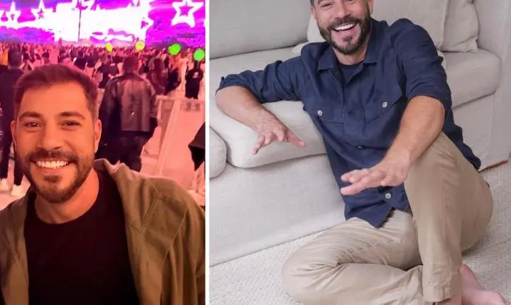 Evaristo Costa curte show da Xuxa em São Paulo e exalta rotina na Inglaterra