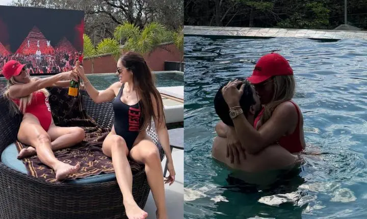 Iran Ângelo aproveita domingo na piscina de sua mansão em MG com o namorado
