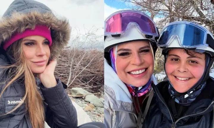 Maryeva Oliveira realiza o sonho do filho Rian de conhecer a neve em Bariloche