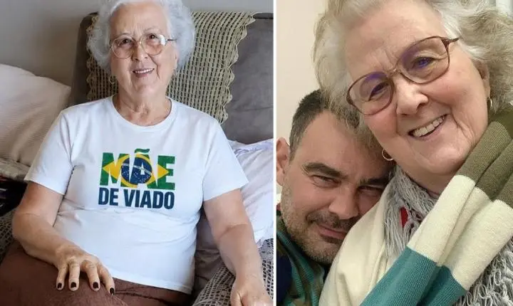 Mãe de Carmo Dalla Vecchia viraliza com camiseta 'Mãe de viado' em novo ato de apoio LGBTQIA+