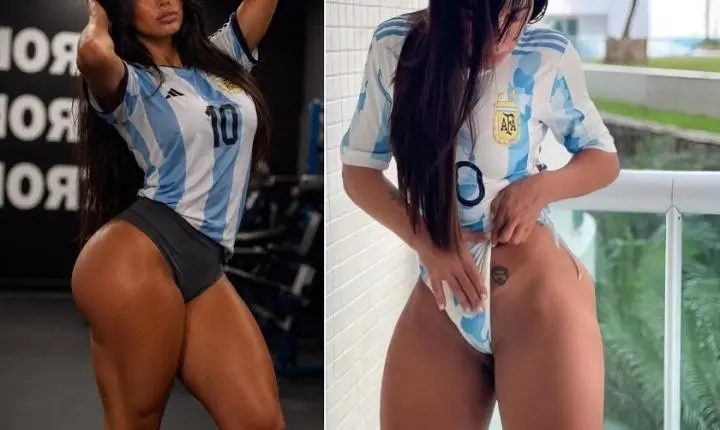 Modelo brasileira com tatuagem íntima de Messi declara apoio à Argentina