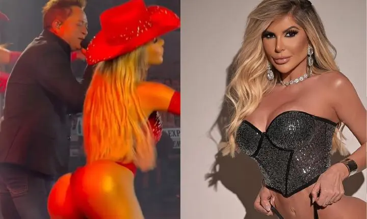 Bailarina de Leonardo atrai olhares e divide opiniões com figurino ousado em show