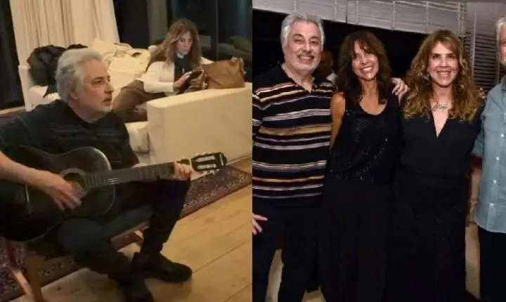 Roberto de Carvalho curte fim de semana romântico e toca com Vanessa da Mata em Minas