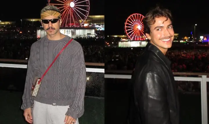 Matheus Lisboa e Henrique Meinke curtem área vip do Rock in Rio juntos